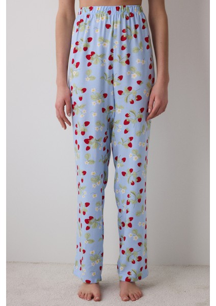 Strawberries Chally Pantolon Açık Mavi Pijama Altı