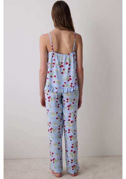 Strawberries Chally Pantolon Açık Mavi Pijama Altı