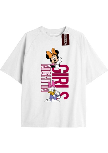 Tarzsokak Unique Kadın Beyaz Sırt Baskılı Mickey Mouse T-Shirtkod 13