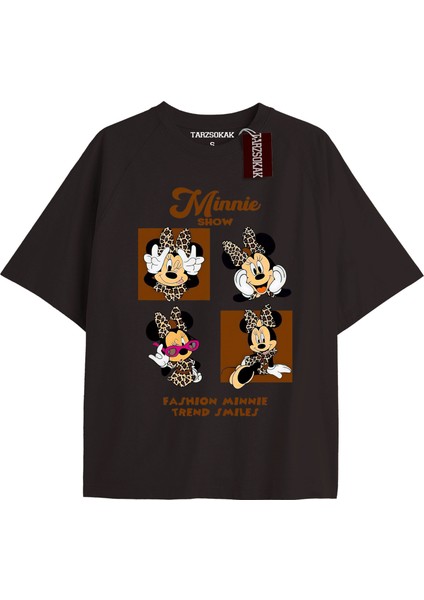 Tarzsokak Unique Kadın Siyah Sırt Baskılı Mickey Mouse T-Shirtkod 91