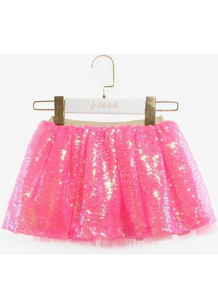 Fuşya Üzeri Pullu Kız Çocuk Etek - Gracie