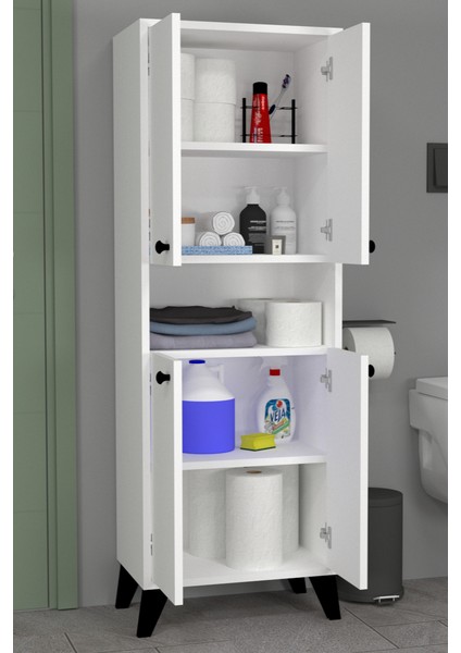 Kuzey Banyo Dolabı Beyaz Suntalam Malzeme ile Modern Tasarım 4 Kapaklı fiyatları