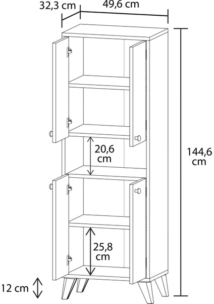 Kuzey Banyo Dolabı Beyaz Suntalam Malzeme ile Modern Tasarım 4 Kapaklı modelleri