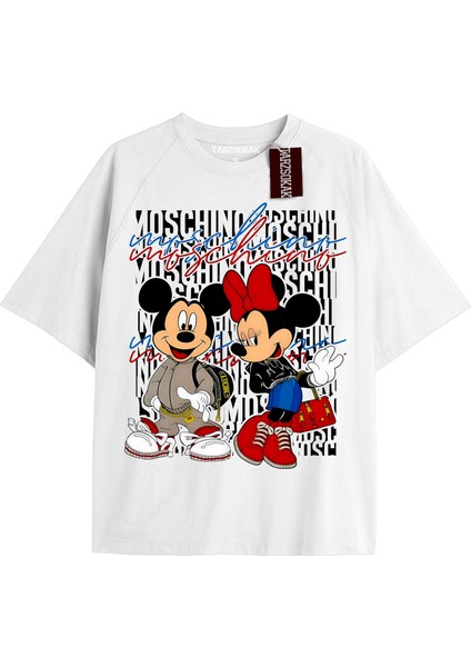Tarzsokak Unique Kadın Beyaz Sırt Baskılı Mickey Mouse T-Shirtkod 4