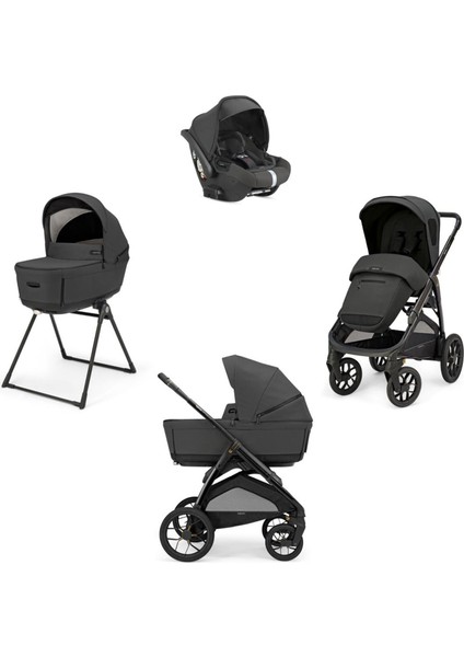 Aptica Xt Glam Bebek Arabası, Darwin Recline, Portbebe, Stant 4'lü Sistem - Magnet Grey