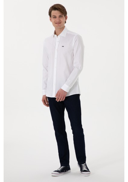 Erkek Beyaz Gömlek Basic 50298004-VR013 fırsatları
