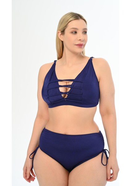Kadın Lacivert Büyük Beden Venezıa Çapraz Ipli Dekolte Bikini Takımı fiyatları
