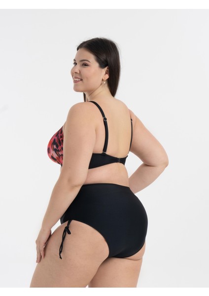 Aquaviva Kadın Büyük Beden Siyah Pembe Desen Katrina Toparlayıcı Yüksek Bel Bikini Takımı modelleri