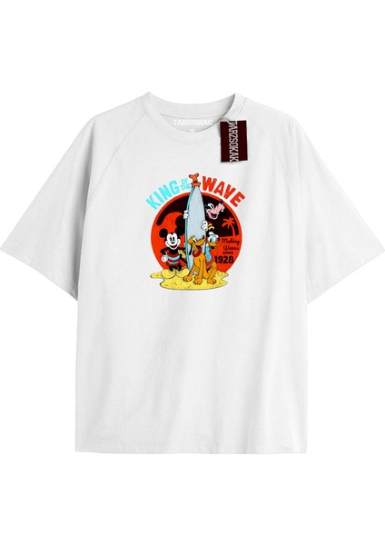 Unique Kadın Beyaz Sırt Baskılı Mickey Mouse T-Shirtkod 80