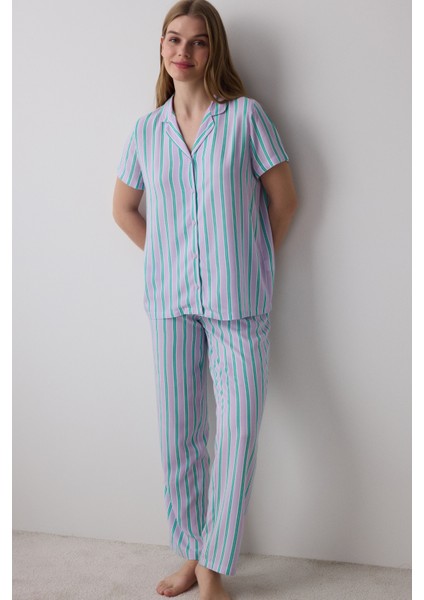 Bon Vivant Gömlek Pantolon Lila Pijama Takımı