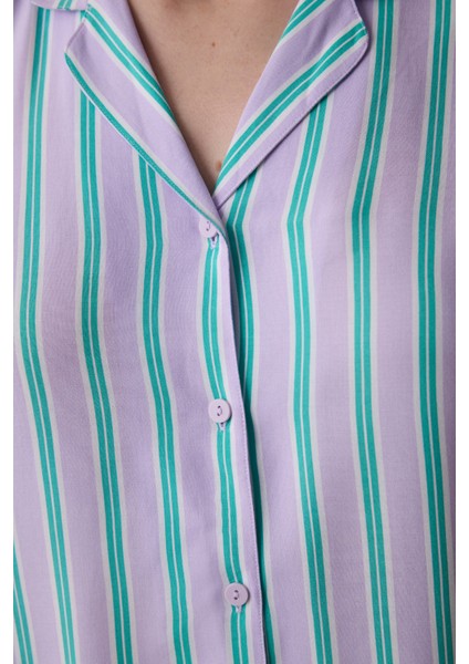 Bon Vivant Gömlek Pantolon Lila Pijama Takımı