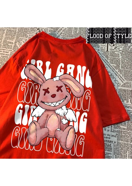 Kız Gang Kırık Tavşan Bebek Baskı Erkek Kadın T Shirt Gevşek Pamuk Yaratıcılık Yaz T Shirt Ka