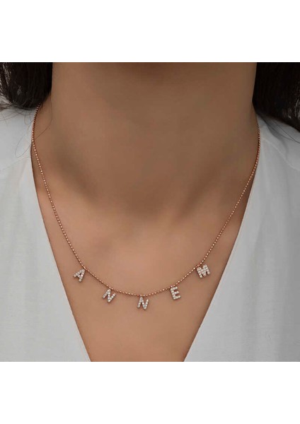 ​Gümüş Rose Annem Yazılı Bayan Kolye
