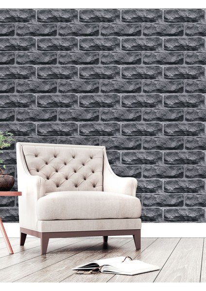 Duvar Kağıdı 3 Boyutlu Taş Duvar Desenli Silinebilir Tekstil Duvar Kağıdı