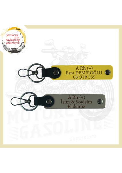 Kül Gri-Sarı, Yolların Sürücülerine, Isim Plaka ve Kan Grubu Yazılı Kişiye Özel Anahtarlık Takımı