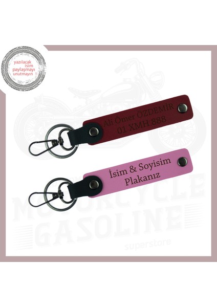 Pembe-Bordo, Motorcu Ruhuna Özel Plaka ve Isim Yazılı Anahtarlık