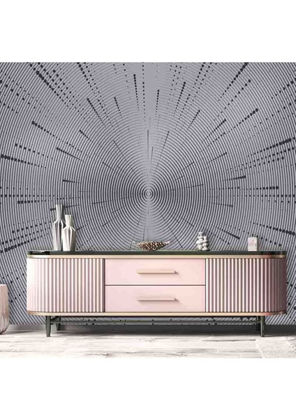 3 Boyutlu Çizgili Işık Ağı Desenli Isı ve Ses Yalıtımlı Sağlıklı Tekstil Duvar Kağıdı
