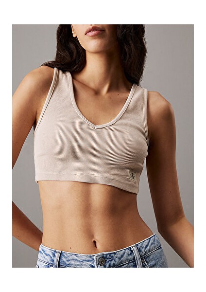 Washed Woven Label Rıb Bralette modelleri