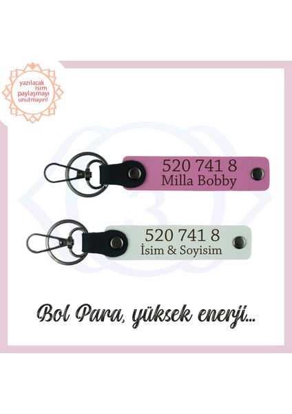 Beyaz-Pembe, Adınıza Özel, Enerji Dolu Hediyelik 520 741 8 Bolluk ve Manevi Huzur Getiren 2'li Anahtarlık