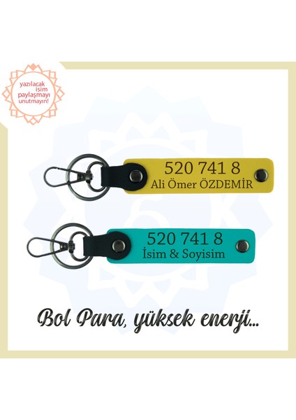 Koyu Turkuaz-Sarı, İsminiz Yazılabilen Kişiye Özel 2'li Anahtarlık, Denge Getirici 520 741 8 Enerji Kod