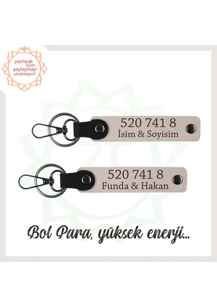 Pudra, Isme Kişisel, Enerji ve Denge Getiren, Özel Hediyelik Anahtarlık Set 520 741 8 Numara Enerji
