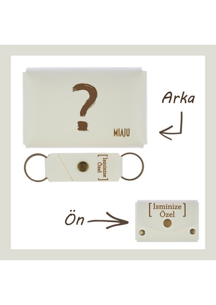 Yavru Ağzı, Soru Işareti Desenli, Isme Özel, Cüzdan Ve Anahtarlık Set, Arkadaşa Hediye Aksesuar