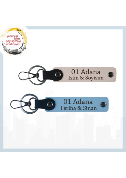 Pudra- Gök Mavi, Isme Özel Hediyelik, 01 Adanalıya Uygun Şık ve Özgün Anahtarlık Hatıra Set