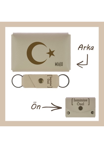 Açık Mavi, Ay Yıldız Desenli, Isme Özel, Cüzdan Ve Anahtarlık Set, Hediyelik Anı, Muhteşem Hatıra