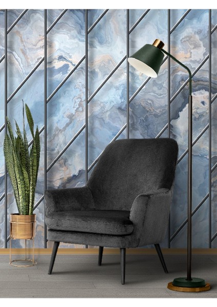 Duvar Kağıdı Geometrik Metal ve Mermer Desen Silinebilir Tekstil Duvar Kağıdı