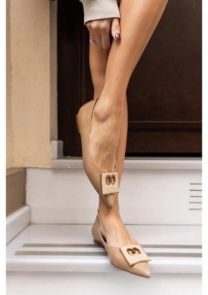 168 Vizon Kadın Ithal Aksesuar Tokali Babet Ayakkabı