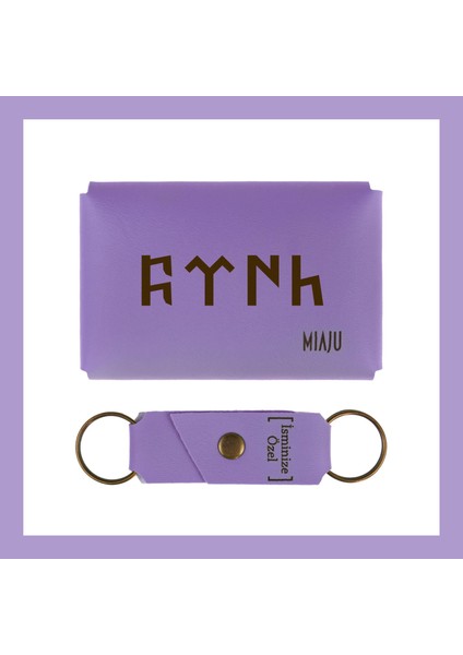 Açık Mavi, Göktürkçe Türk Yazı Desenli, Isme Özel, Cüzdan Ve Anahtarlık Set, Hediyelik Anı, Armağan fiyatları