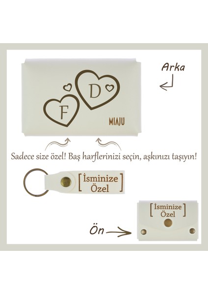 Koyu Turkuaz, Sevgilinize Romantik ve Kişisel Bir Hediye! Isme ve Harfe Özel Cüzdan & Anahtarlık Set