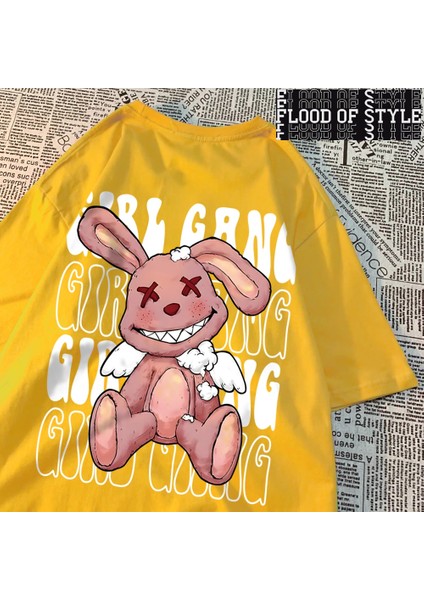 Tarzsokak Kız Gang Kırık Tavşan Bebek Baskı Erkek Kadın T Shirt Gevşek Pamuk Yaratıcılık Yaz T Shirt Ka
