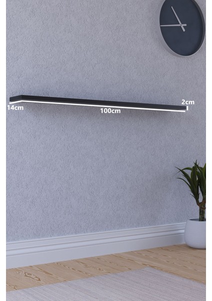 100 cm Mat Siyah Mdf Uçan Duvar Rafı Gizli Bağlantı Kitaplık