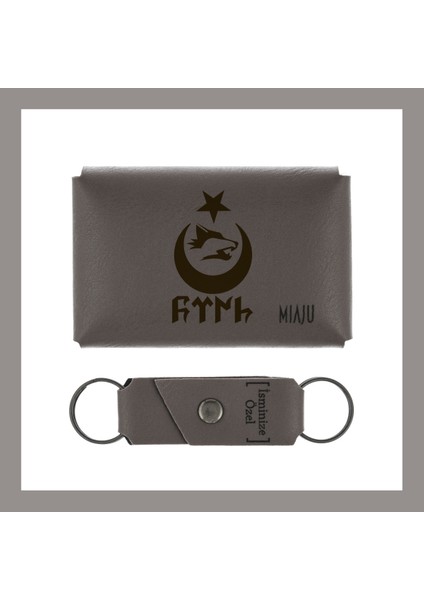 Açık Mavi, Bozkurt Ay Yıldız Motifli, Isme Özel Cüzdan Ve Anahtarlık Set, Arkadaşa Unutulmaz Hediye fiyatları