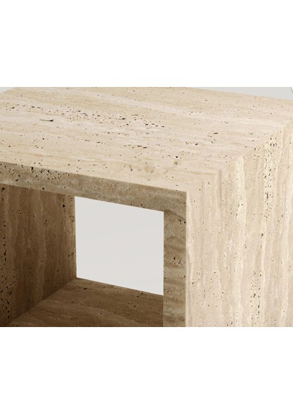 Zoeye - Raflı Traverten Dikdörtgen Yan Sehpa indirimleri