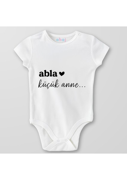 Organik Pamuk Abla Küçük Anne Bebek Body Çıtçıtlı Zıbın Badi Kısa Kol