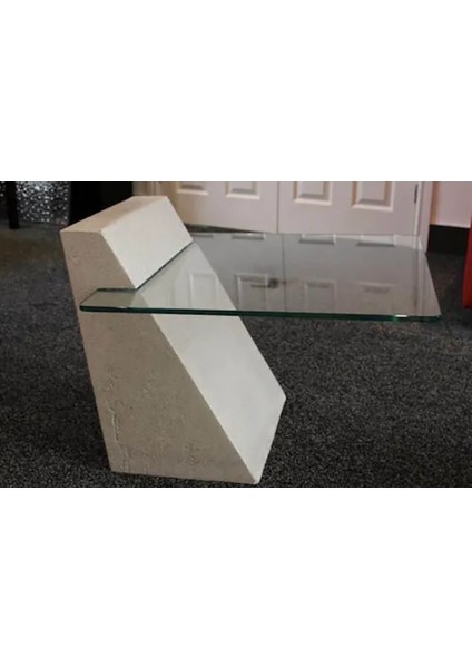 Radzyn -Mermer Model Camlı Yan Sehpa