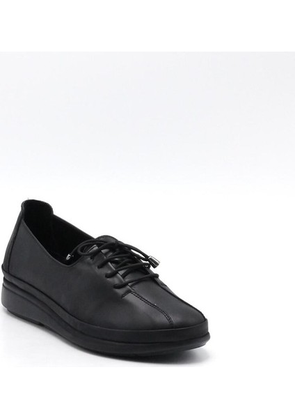K-45027 Siyah Deri Kadın Günlük Ayakkabı