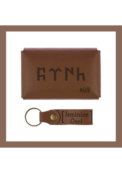 Nar Çiçeği, Göktürkçe Türk Yazılı, Ismine Özel Cüzdan Ve Anahtarlık Seti, Herkese Hediyelik Şık Anı fiyatları