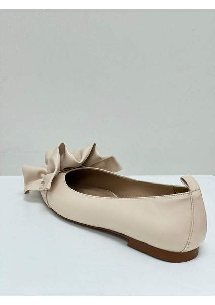 420 Açık Bej Günlük Rahat Fiyonk Detaylı Sivri Burun Kadın Babet Ayakkabı indirimleri