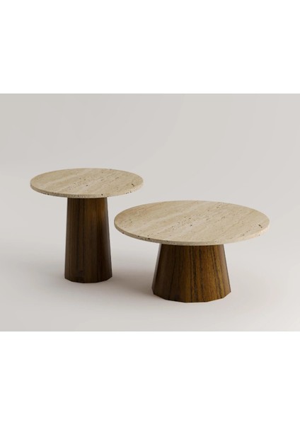 Lavin -Mermerahsap Ayakli Yan Sehpa