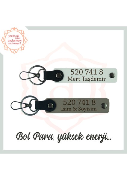 Kül Gri-Beyaz, Adınıza Özel Bolluk Getiren Hediyelik 2'li Anahtarlık 520 741 8 Manevi Denge ve Enerji