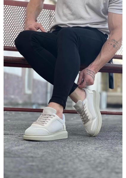 WG019 Bej Triko Erkek Casual Ayakkabı