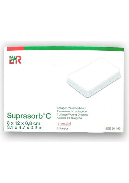 Suprasorb C Kolajen İçerikli Örtü 8 cm x 12 cm x 0,8 cm - Ref 20483 - 5 Adet 1 Kutu