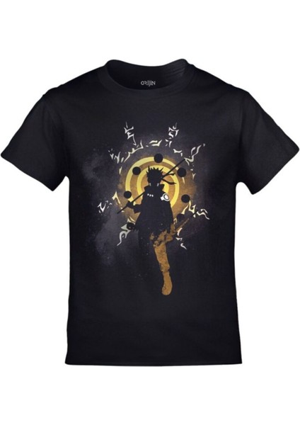 Naruto Sarı Seal Baskılı Siyah Çocuk