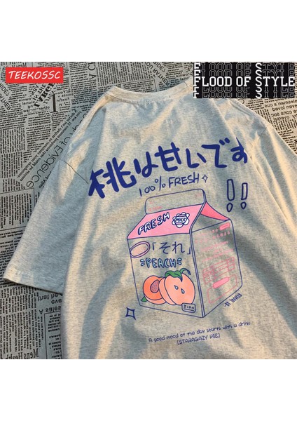 Tarzsokak Şeftali Aromalı Içecek Printingman Tee Gömlek Uydurma Hip Hop Tshirt Eğlence Moda Tees Zevk G