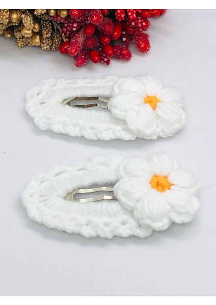 El Yapımı Örgü Çıtçıtlı Saç Tokası Handmade