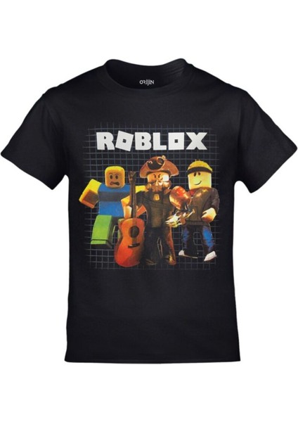 Roblox Üç Karakter Baskılı Siyah Çocuk