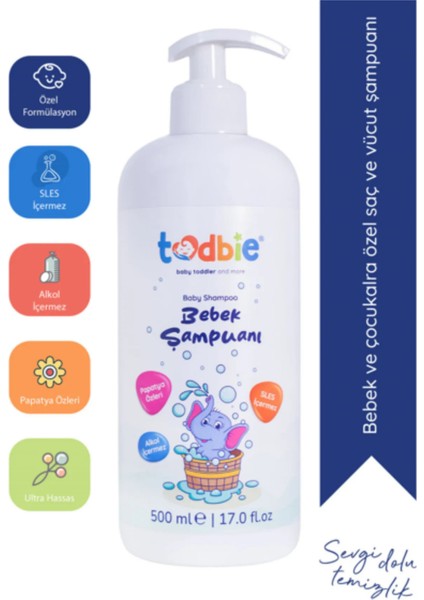 500 ml x 3 Adet Bebek Saç & Vücut Şampuanı,Göz Yakmaz,Boyasız,Alkolsüz,Parabensiz,Sles içermez